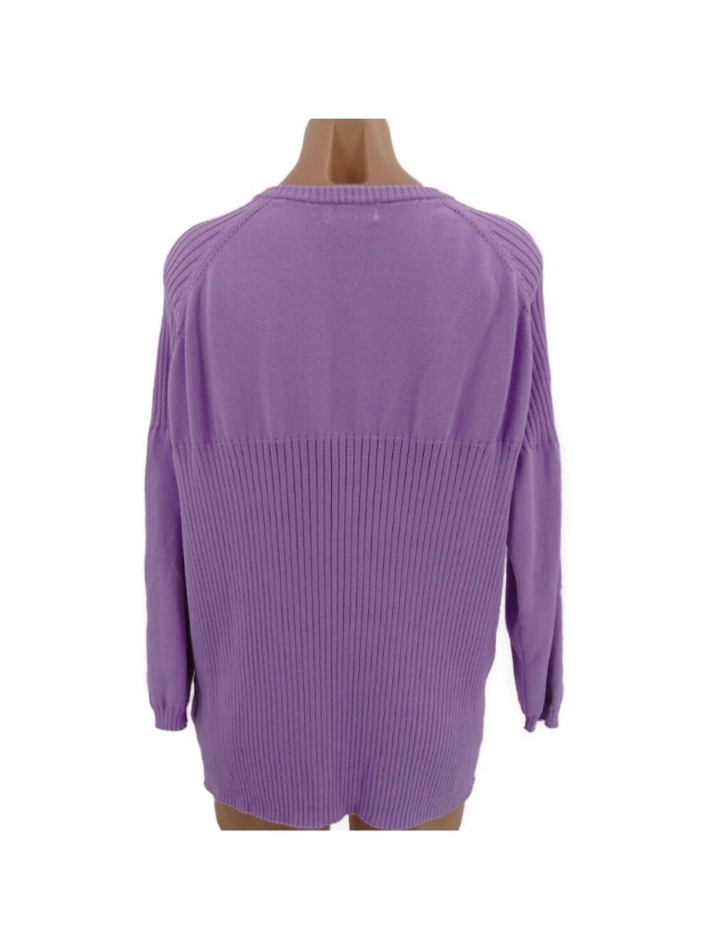 Cracked Wheat Women's Purple Ribbed V Neck Sweater XXL Cotton Golf Pickleball - Picture 3 of 14